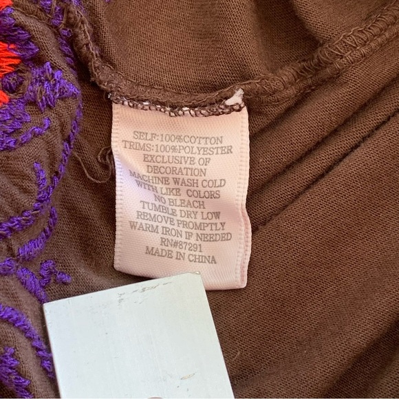 Johnny Was JWLA Blouse Womens S Brown Floral Embroidered Tunic Peasant Boho Top - Picture 11 of 14